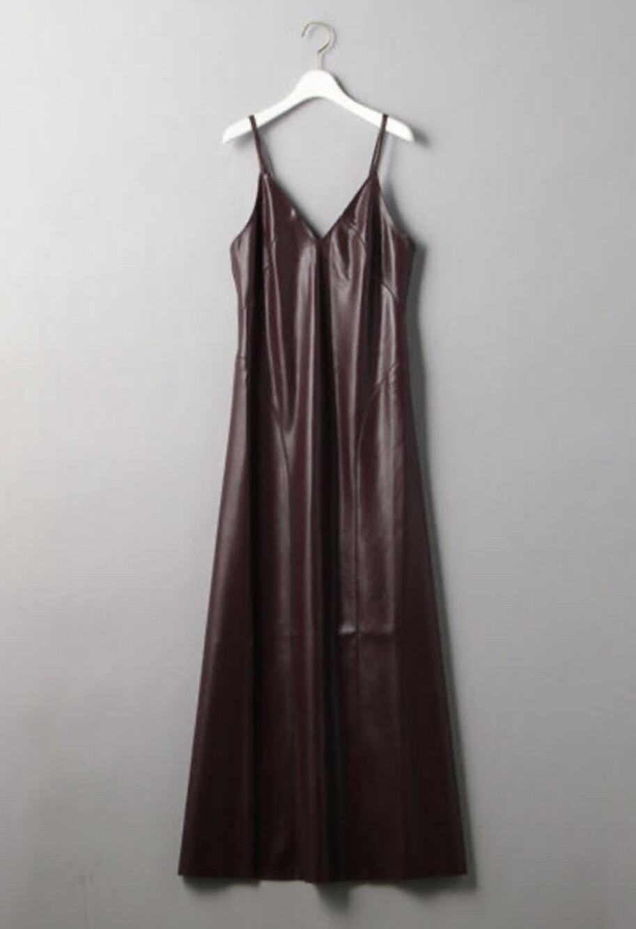 Nanushka Burgundy Vegan Leather Maxi Slip Dress Large L